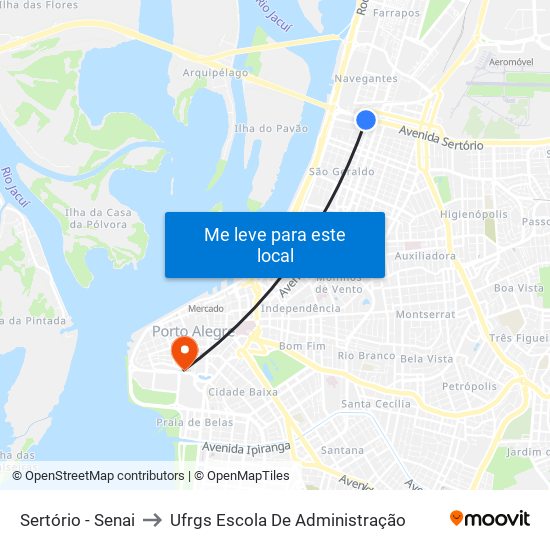 Sertório - Senai to Ufrgs Escola De Administração map