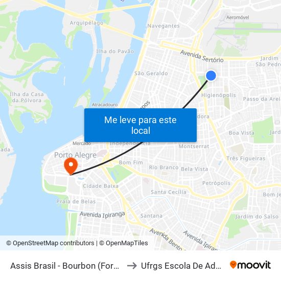 Assis Brasil - Bourbon (Fora Do Corredor) to Ufrgs Escola De Administração map