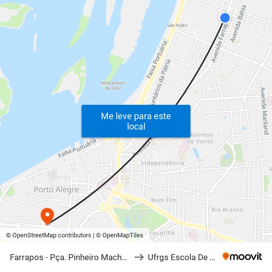 Farrapos - Pça. Pinheiro Machado (Fora Do Corredor) to Ufrgs Escola De Administração map
