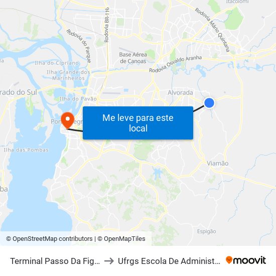 Terminal Passo Da Figueira to Ufrgs Escola De Administração map