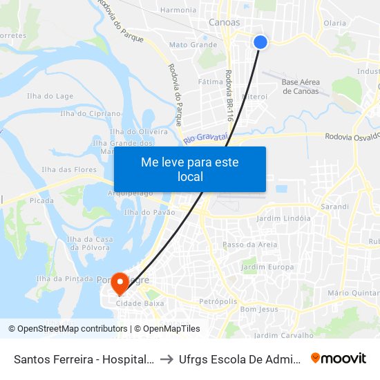 Santos Ferreira - Hospital Gracinha to Ufrgs Escola De Administração map