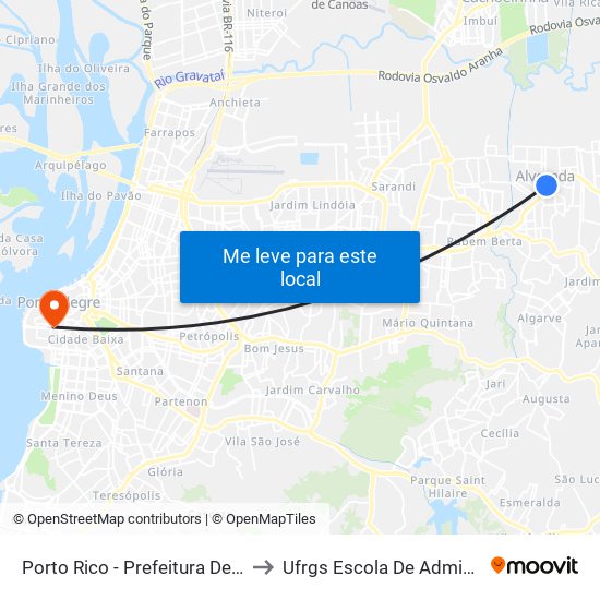 Porto Rico - Prefeitura De Alvorada to Ufrgs Escola De Administração map