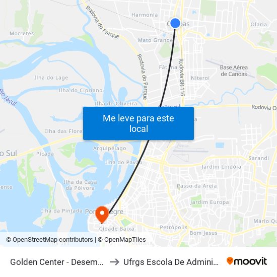 Golden Center - Desembarque to Ufrgs Escola De Administração map