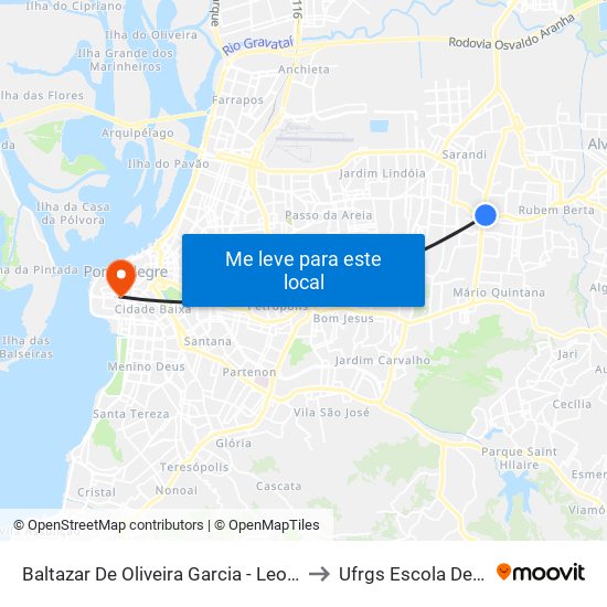 Baltazar De Oliveira Garcia - Leopoldina (Fora Do Corredor) to Ufrgs Escola De Administração map