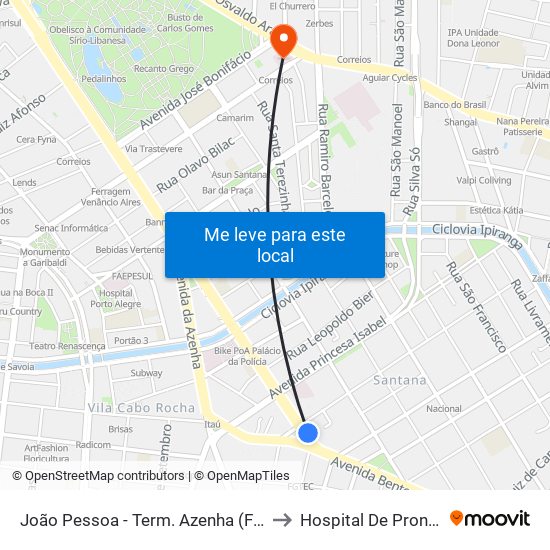 João Pessoa - Term. Azenha (Fora Do Corredor) to Hospital De Pronto Socorro map