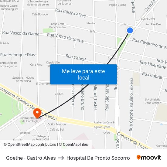 Goethe - Castro Alves to Hospital De Pronto Socorro map