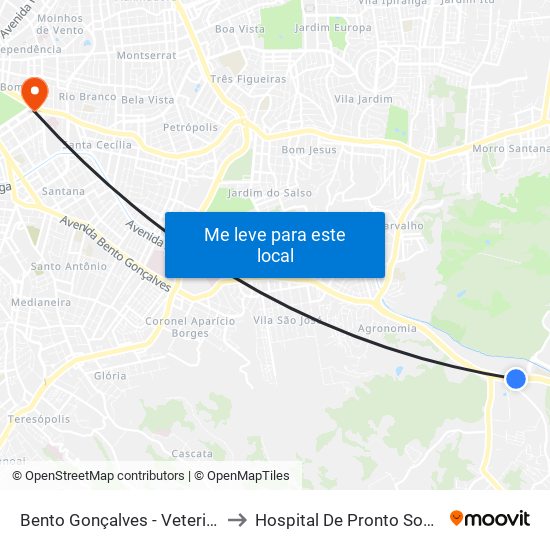 Bento Gonçalves - Veterinária to Hospital De Pronto Socorro map