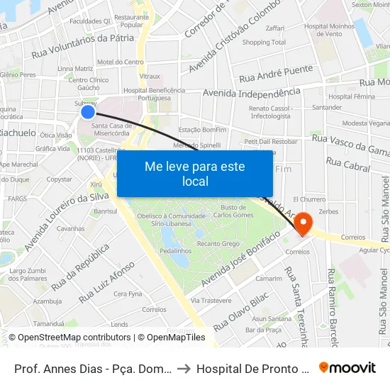 Prof. Annes Dias - Pça. Dom Feliciano to Hospital De Pronto Socorro map