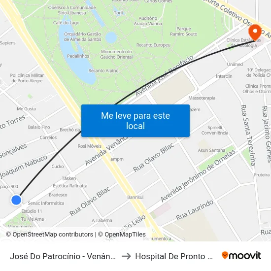 José Do Patrocínio - Venâncio Aires to Hospital De Pronto Socorro map