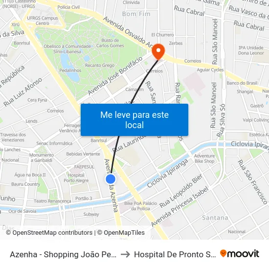 Azenha - Shopping João Pessoa Cb to Hospital De Pronto Socorro map