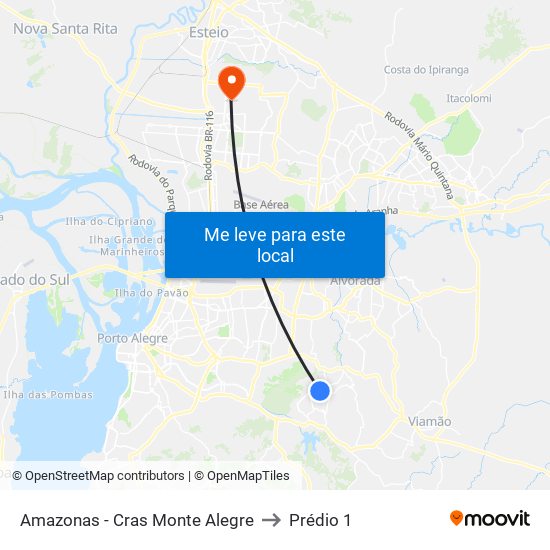 Amazonas - Cras Monte Alegre to Prédio 1 map
