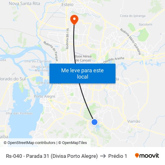 Rs-040 - Parada 31 (Divisa Porto Alegre) to Prédio 1 map
