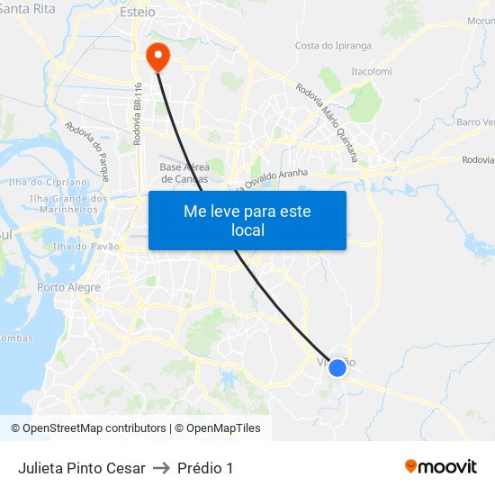 Julieta Pinto Cesar to Prédio 1 map