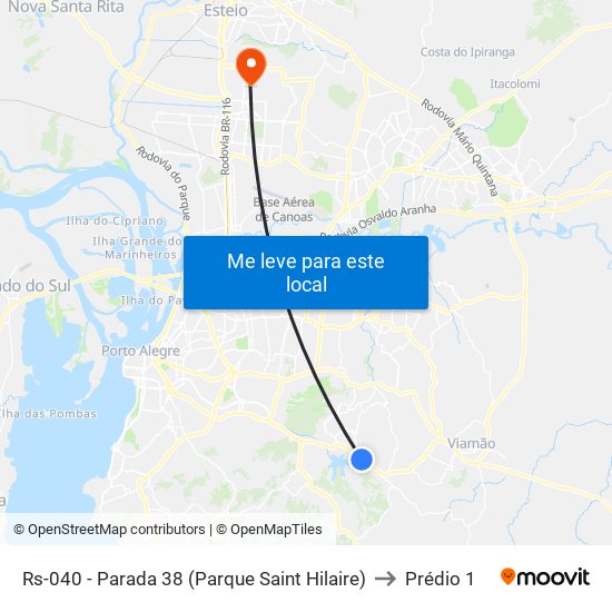 Rs-040 - Parada 38 (Parque Saint Hilaire) to Prédio 1 map