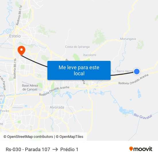 Rs-030 - Parada 107 to Prédio 1 map