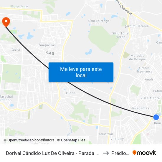 Dorival Cândido Luz De Oliveira - Parada 59 to Prédio 1 map