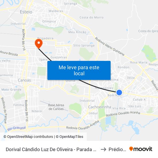 Dorival Cândido Luz De Oliveira - Parada 61 to Prédio 1 map