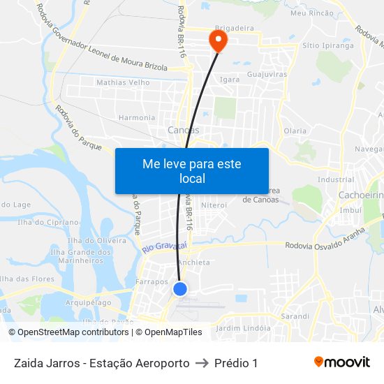 Zaida Jarros - Estação Aeroporto to Prédio 1 map