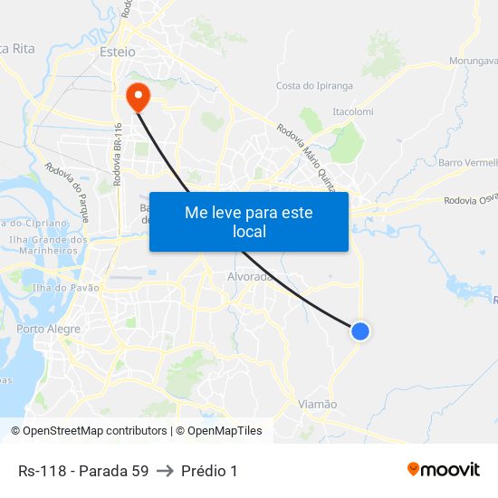 Rs-118 - Parada 59 to Prédio 1 map