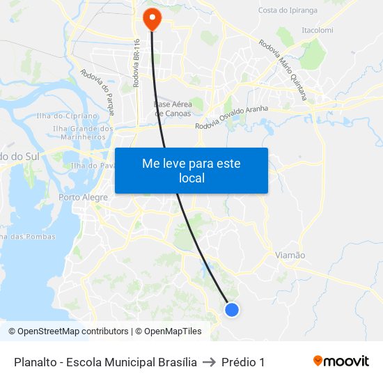 Planalto - Escola Municipal Brasília to Prédio 1 map