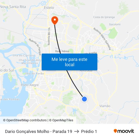 Dario Gonçalves Molho - Parada 19 to Prédio 1 map