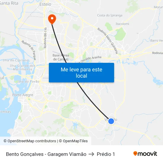 Bento Gonçalves - Garagem Viamão to Prédio 1 map