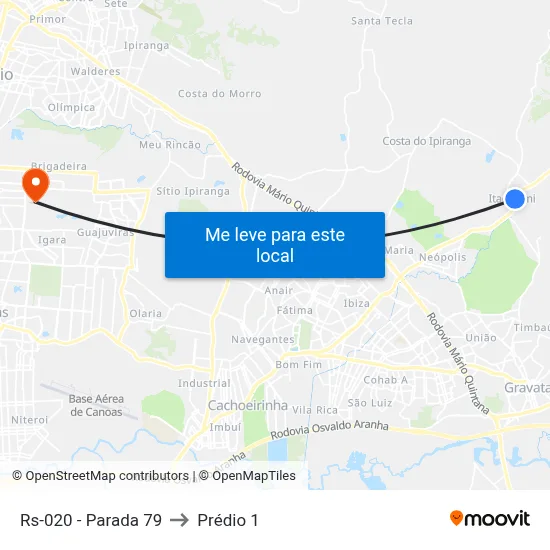 Rs-020 - Parada 79 to Prédio 1 map