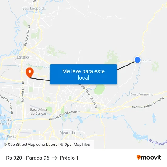 Rs-020 - Parada 96 to Prédio 1 map