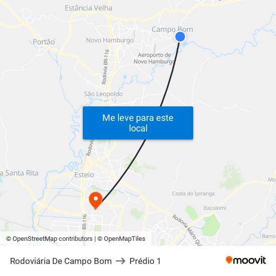 Rodoviária De Campo Bom to Prédio 1 map