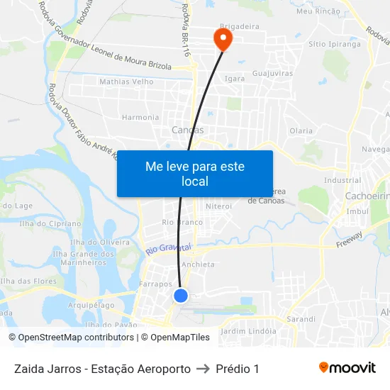 Zaida Jarros - Estação Aeroporto to Prédio 1 map