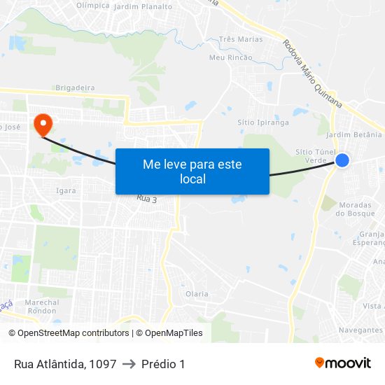 Rua Atlântida, 1097 to Prédio 1 map