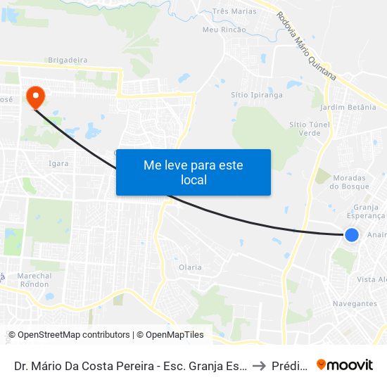 Dr. Mário Da Costa Pereira - Esc. Granja Esperança to Prédio 1 map