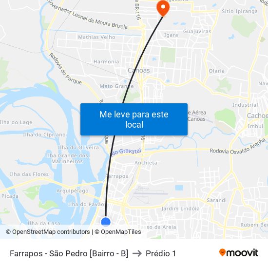 Farrapos - São Pedro [Bairro - B] to Prédio 1 map