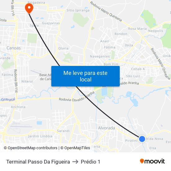 Terminal Passo Da Figueira to Prédio 1 map