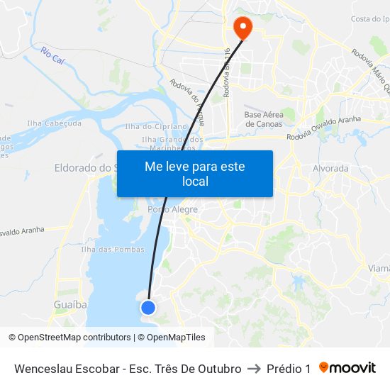 Wenceslau Escobar - Esc. Três De Outubro to Prédio 1 map