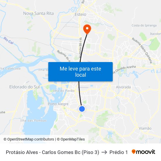 Protásio Alves - Carlos Gomes Bc (Piso 3) to Prédio 1 map