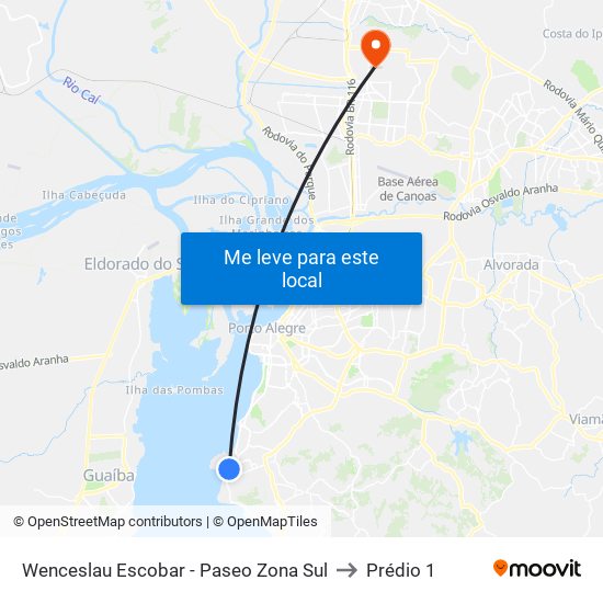 Wenceslau Escobar - Paseo Zona Sul to Prédio 1 map