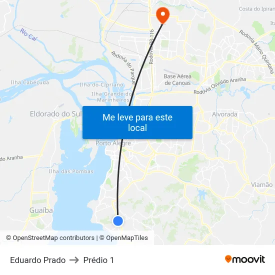 Eduardo Prado to Prédio 1 map