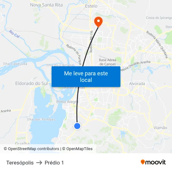 Teresópolis to Prédio 1 map