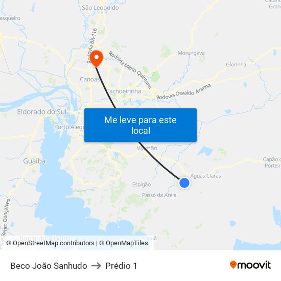Beco João Sanhudo to Prédio 1 map