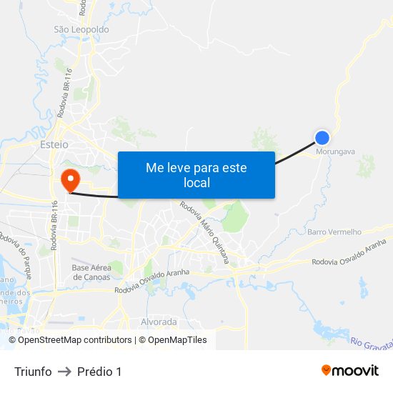 Triunfo to Prédio 1 map