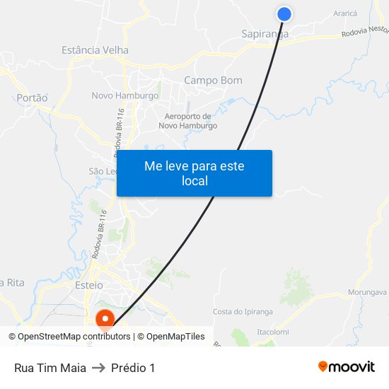 Rua Tim Maia to Prédio 1 map
