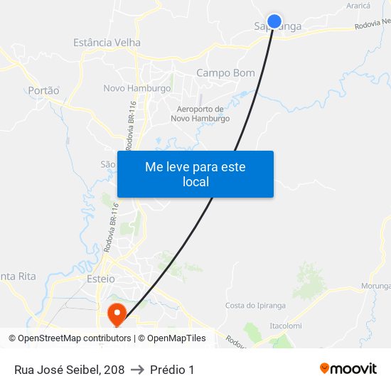 Rua José Seibel, 208 to Prédio 1 map