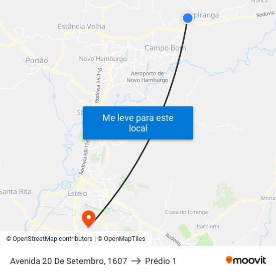 Avenida 20 De Setembro, 1607 to Prédio 1 map