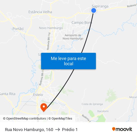 Rua Novo Hamburgo, 160 to Prédio 1 map