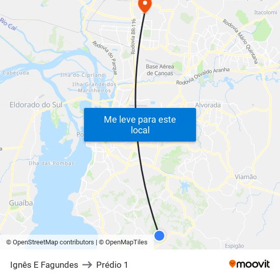 Ignês E Fagundes to Prédio 1 map