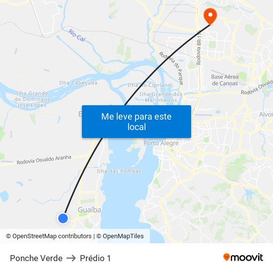 Ponche Verde to Prédio 1 map