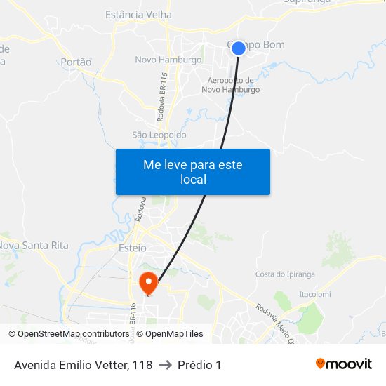 Avenida Emílio Vetter, 118 to Prédio 1 map