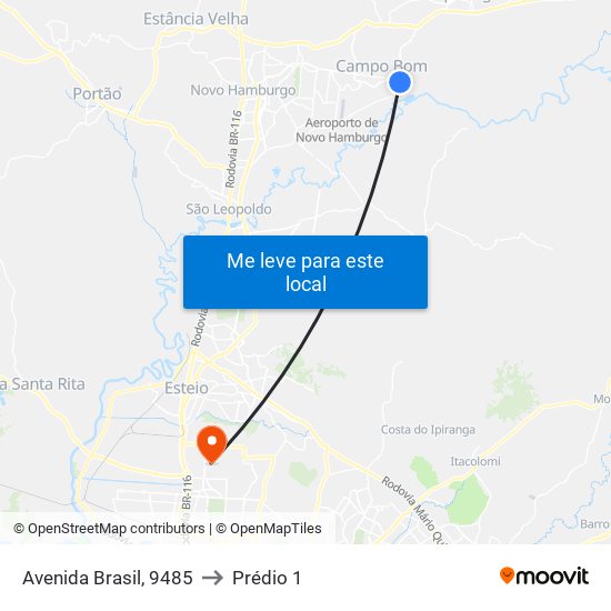 Avenida Brasil, 9485 to Prédio 1 map