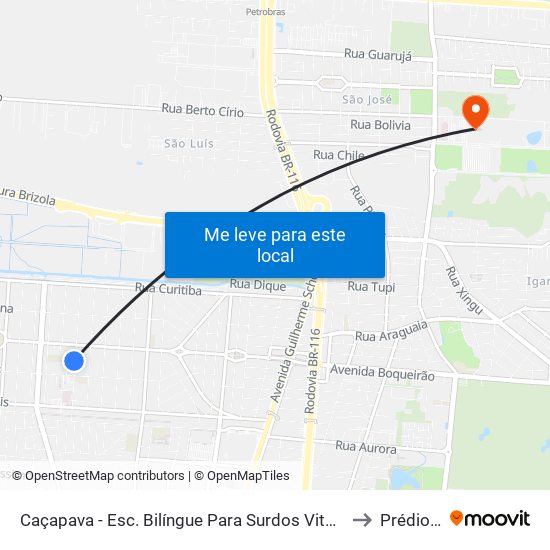 Caçapava - Esc. Bilíngue Para Surdos Vitória to Prédio 1 map